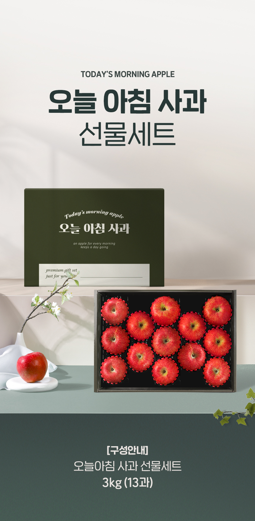 [오늘아침사과] 사과 선물세트 3kg 13과